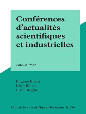 cover image of Conférences d'actualités scientifiques et industrielles